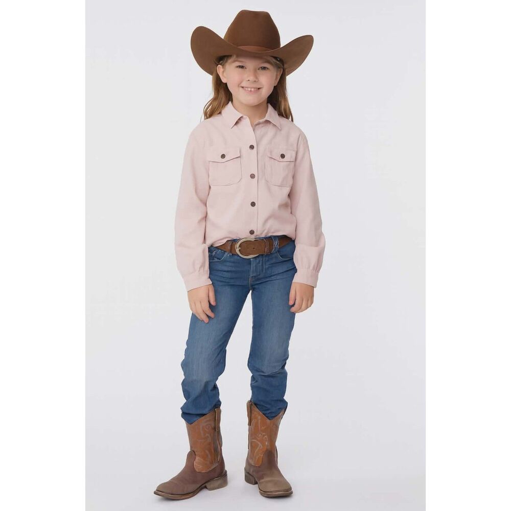 H&M Pink Cotton Button Up DOWN Shirt Blouse Top Size 9-10 Youth KIDS GIRLS
